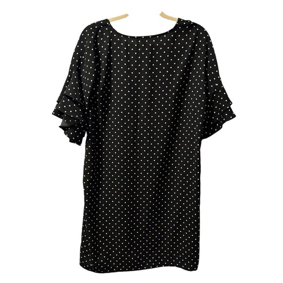 Banana Republic Black Polka Dot Dress With Ruffle Sleeves Womens Size 10 Dress - Picture 11 of 12